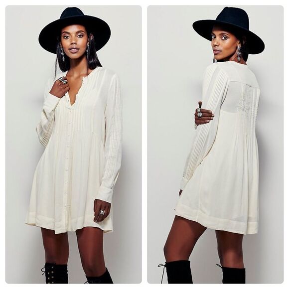 🆕 Free People Cream ShirtDress W/ Collar